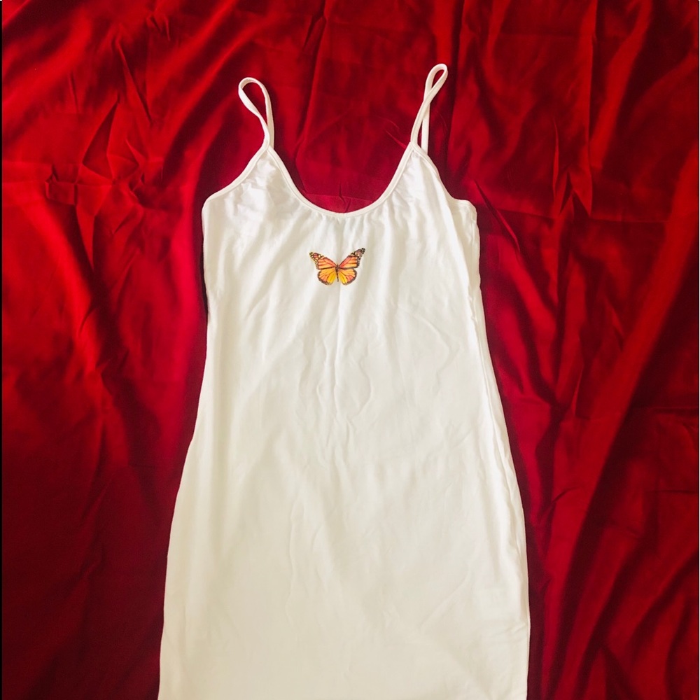 white butterfly dress